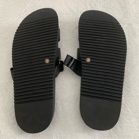 Women’s 8 STEVE MADDEN Mayven Black Leather H Flatform Luxe Slide Sandals - Picture 5 of 5